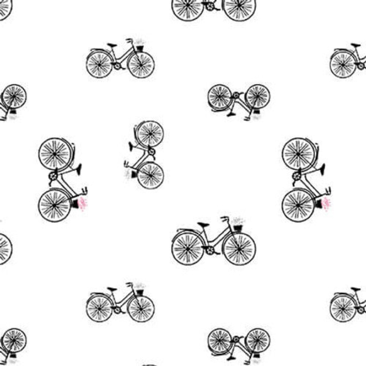 Fabric Blank Quilting White Bicycles Lower the Volume by the Quarter Yard 1952-01
